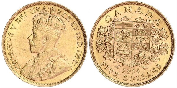 5 Dollar Canada Gold George V of the United Kingdom (1865-1936)