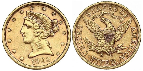 5 Dollar USA (1776 - ) Gold 