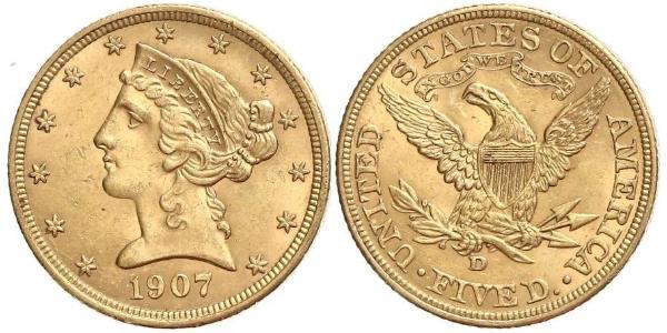 5 Dollar USA (1776 - ) Gold 