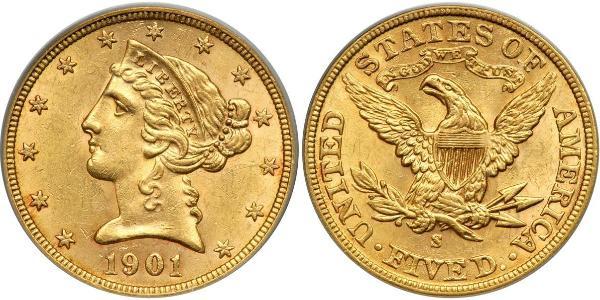 5 Dollar USA (1776 - ) Gold 