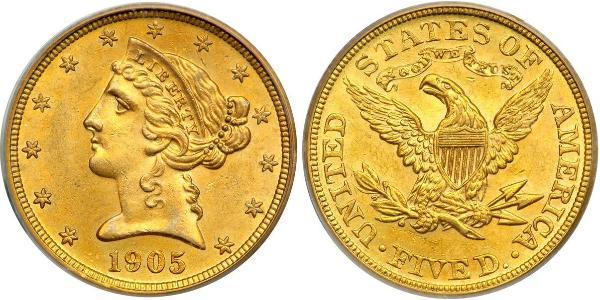 5 Dollar USA (1776 - ) Gold 