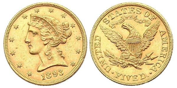 5 Dollar USA (1776 - ) Gold 