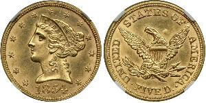 5 Dollar Vereinigten Staaten von Amerika (1776 - ) Gold 