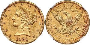 5 Dollar Vereinigten Staaten von Amerika (1776 - ) Gold 