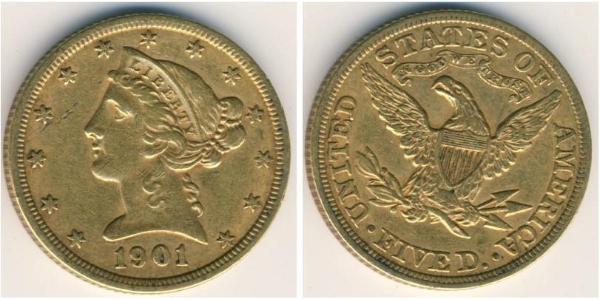5 Dollar Vereinigten Staaten von Amerika (1776 - ) Gold 