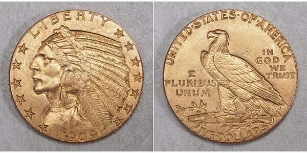 5 Dollar Vereinigten Staaten von Amerika (1776 - ) Gold 