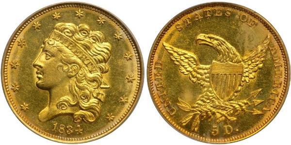 5 Dollar Vereinigten Staaten von Amerika (1776 - ) Gold 