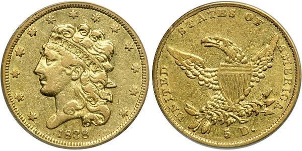 5 Dollar Vereinigten Staaten von Amerika (1776 - ) Gold 