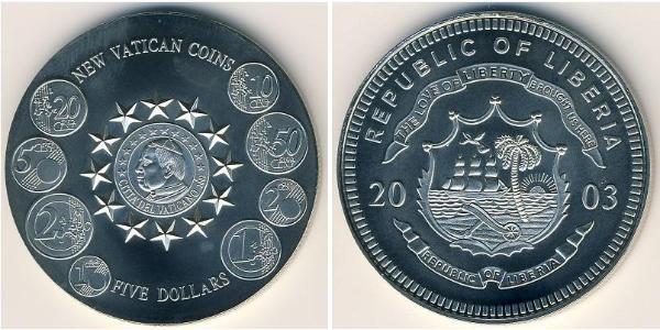 5 Dollar Liberia Kupfer/Nickel 