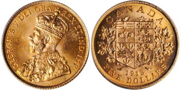 5 Dollar Canada Or George V (1865-1936)