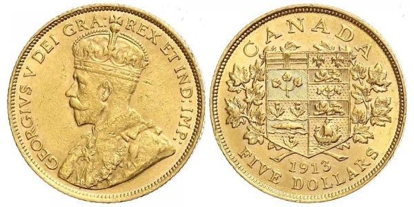 5 Dollar Canada Or George V (1865-1936)