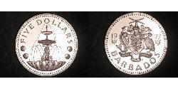 5 Dollar Barbados Silber 
