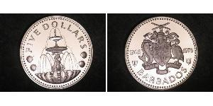 5 Dollar Barbados Silber 