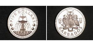 5 Dollar Barbados Silber 