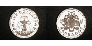5 Dollar Barbados Silber 