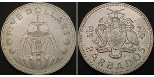 5 Dollar Barbados Silber 