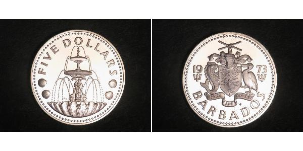 5 Dollar Barbados Silber 