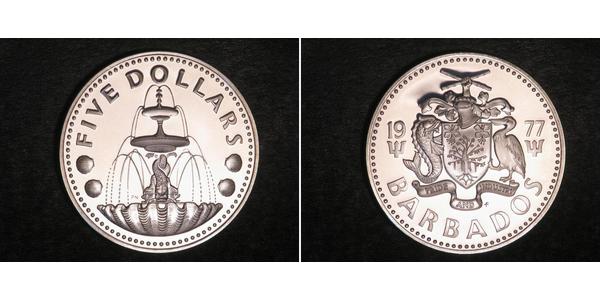 5 Dollar Barbados Silber 