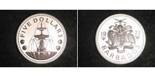 5 Dollar Barbados Silber 