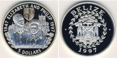 5 Dollar Belize (1981 - ) Silber 