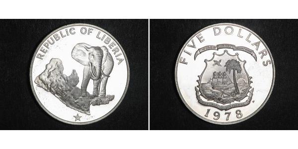 5 Dollar Liberia Silber 