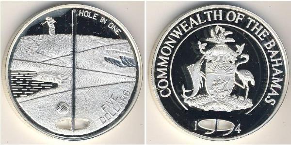 5 Dollar Bahamas Silver 