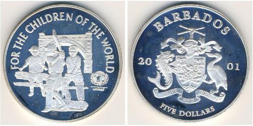 5 Dollar Barbados Silver 