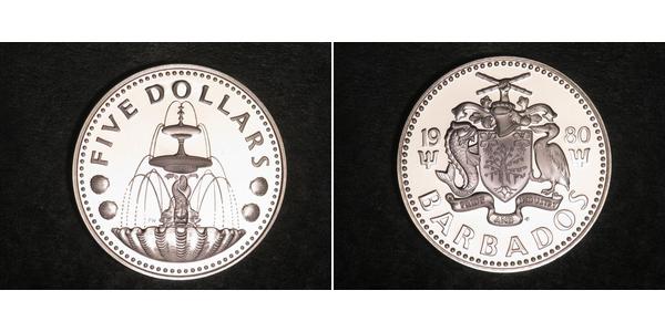 5 Dollar Barbados Silver 