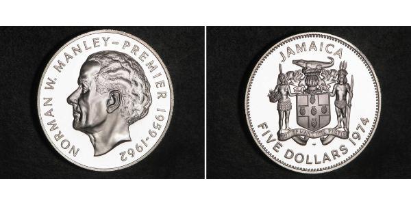 5 Dollar Jamaica (1962 - ) Silver 