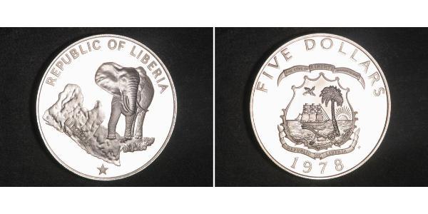 5 Dollar Liberia Silver 