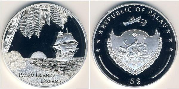 5 Dollar Palau Silver 