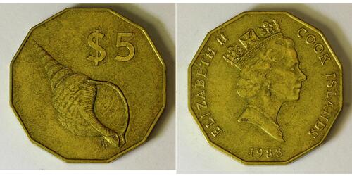 5 Dollar Cookinseln  Elizabeth II (1926-2022)