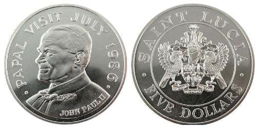 5 Dollar Saint Lucia  若望·保祿二世 (1920 - 2005)