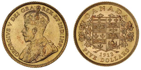 5 Dollar 加拿大 金 乔治五世  (1865-1936)