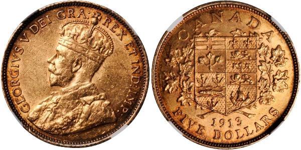 5 Dollar 加拿大 金 乔治五世  (1865-1936)