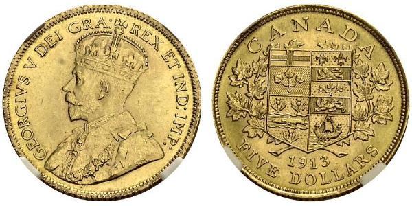 5 Dollar 加拿大 金 乔治五世  (1865-1936)