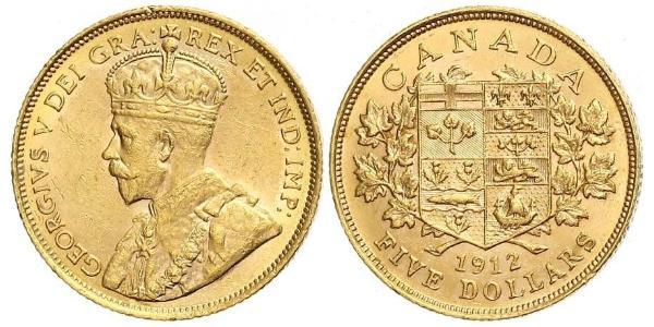 5 Dollar 加拿大 金 乔治五世  (1865-1936)