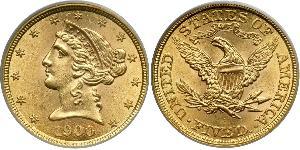 5 Dollar 美利堅合眾國 (1776 - ) 金 