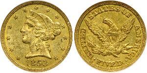 5 Dollar 美利堅合眾國 (1776 - ) 金 