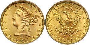 5 Dollar 美利堅合眾國 (1776 - ) 金 