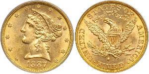 5 Dollar 美利堅合眾國 (1776 - ) 金 