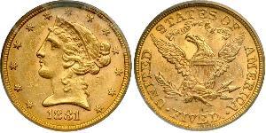 5 Dollar 美利堅合眾國 (1776 - ) 金 