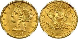 5 Dollar 美利堅合眾國 (1776 - ) 金 