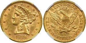 5 Dollar 美利堅合眾國 (1776 - ) 金 