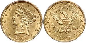 5 Dollar 美利堅合眾國 (1776 - ) 金 