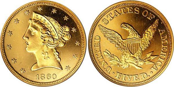 5 Dollar 美利堅合眾國 (1776 - ) 金 