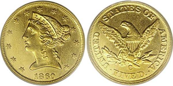 5 Dollar 美利堅合眾國 (1776 - ) 金 