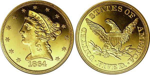 5 Dollar 美利堅合眾國 (1776 - ) 金 