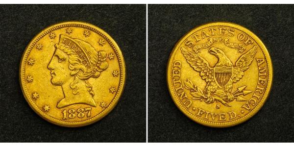 5 Dollar 美利堅合眾國 (1776 - ) 金 