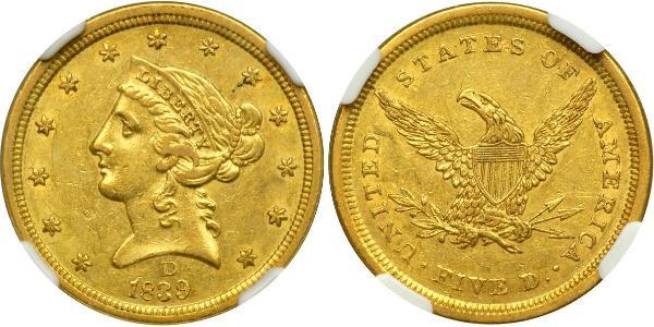 5 Dollar 美利堅合眾國 (1776 - ) 金 